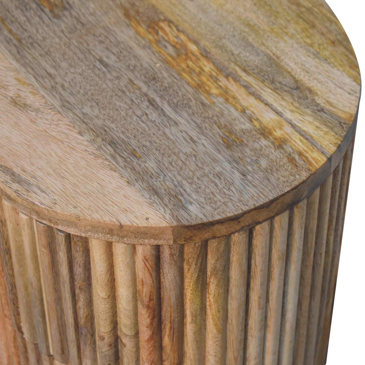 Soba 3 Drawer Bedside Table - Solid Mango Wood Natural Finish