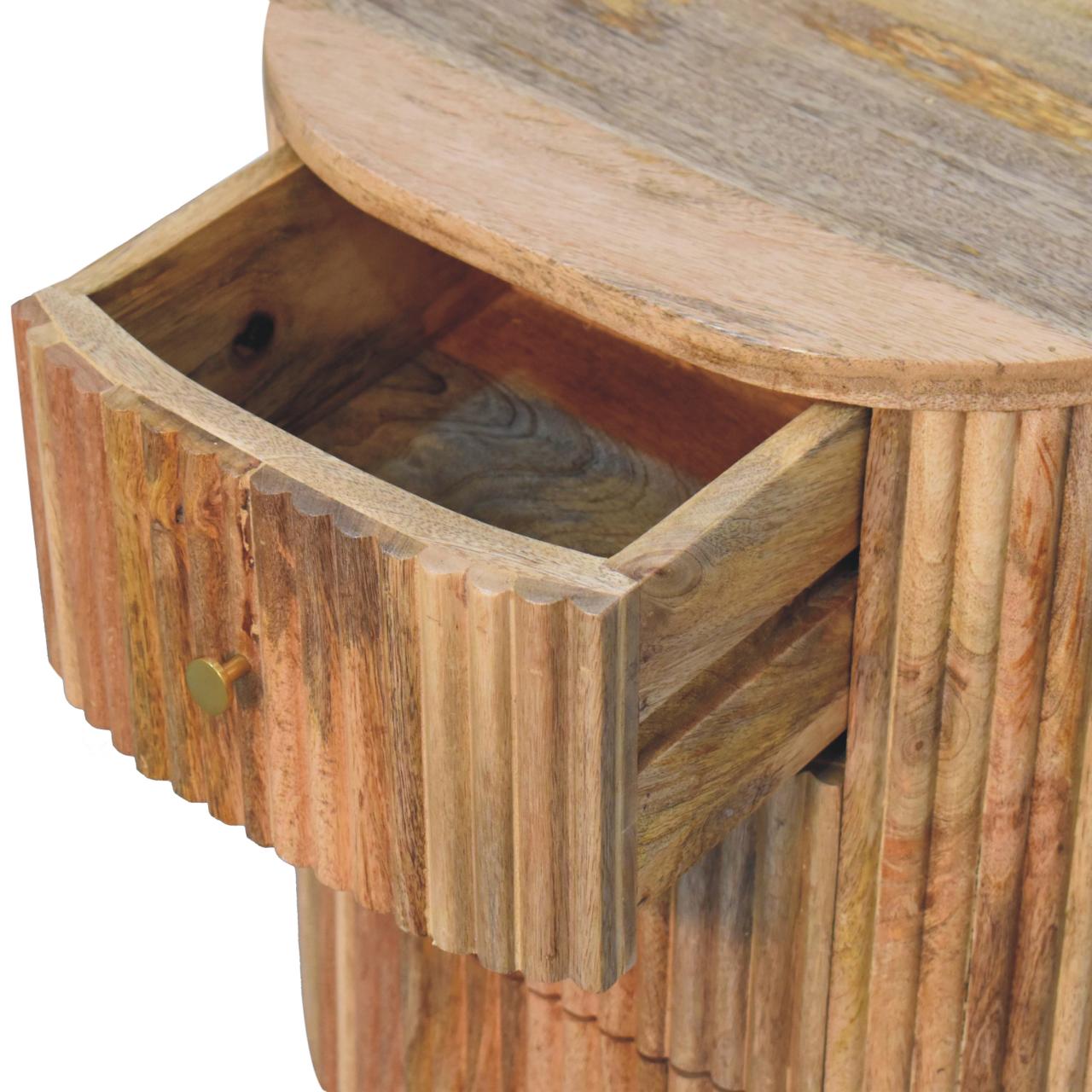Soba 3 Drawer Bedside Table - Solid Mango Wood Natural Finish