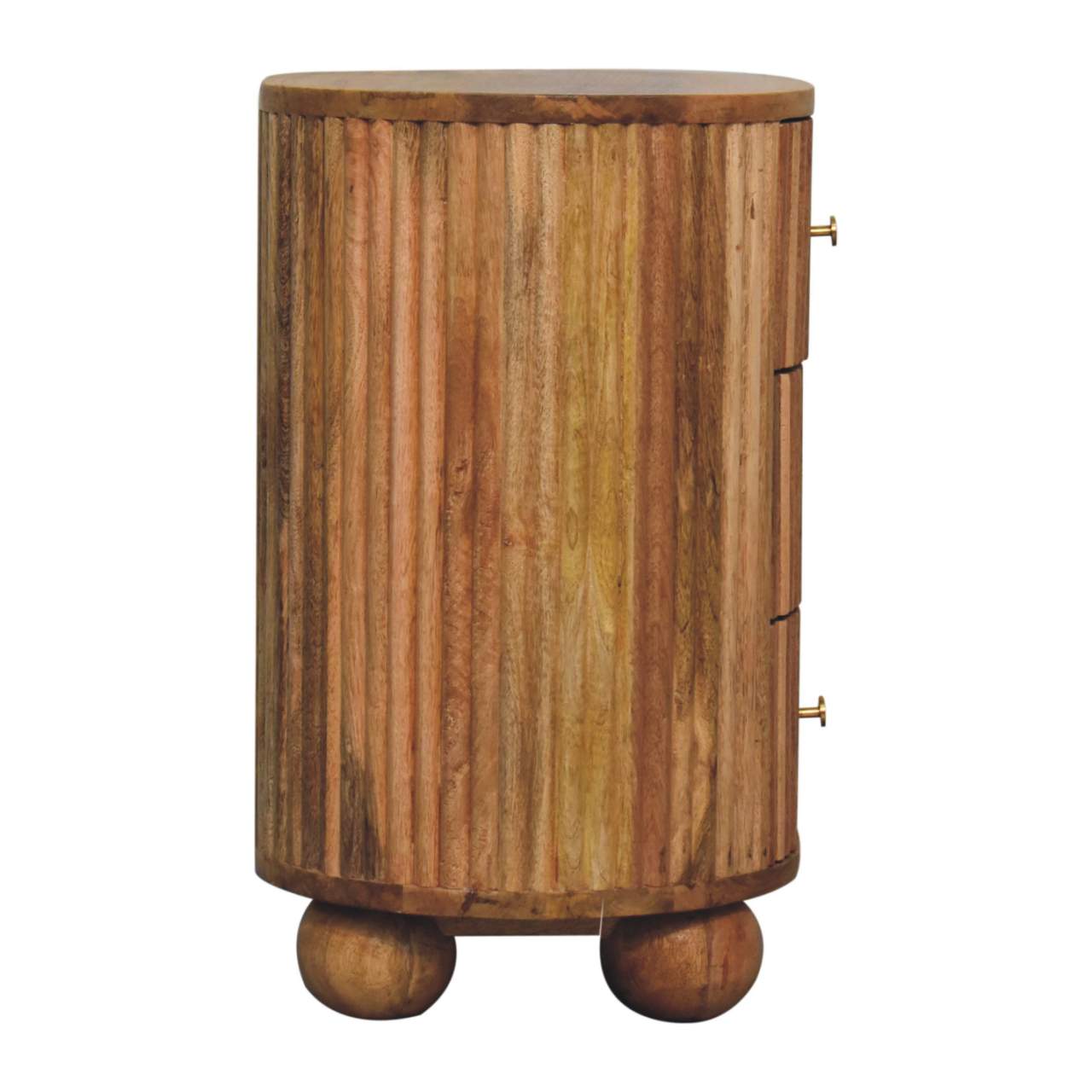 Soba 3 Drawer Bedside Table - Solid Mango Wood Natural Finish