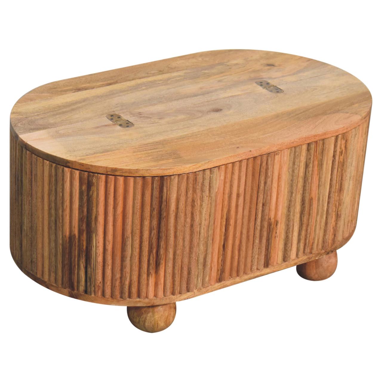 Soba Solid Mango Wood Lid-up Coffee Table - Oak-ish Finish