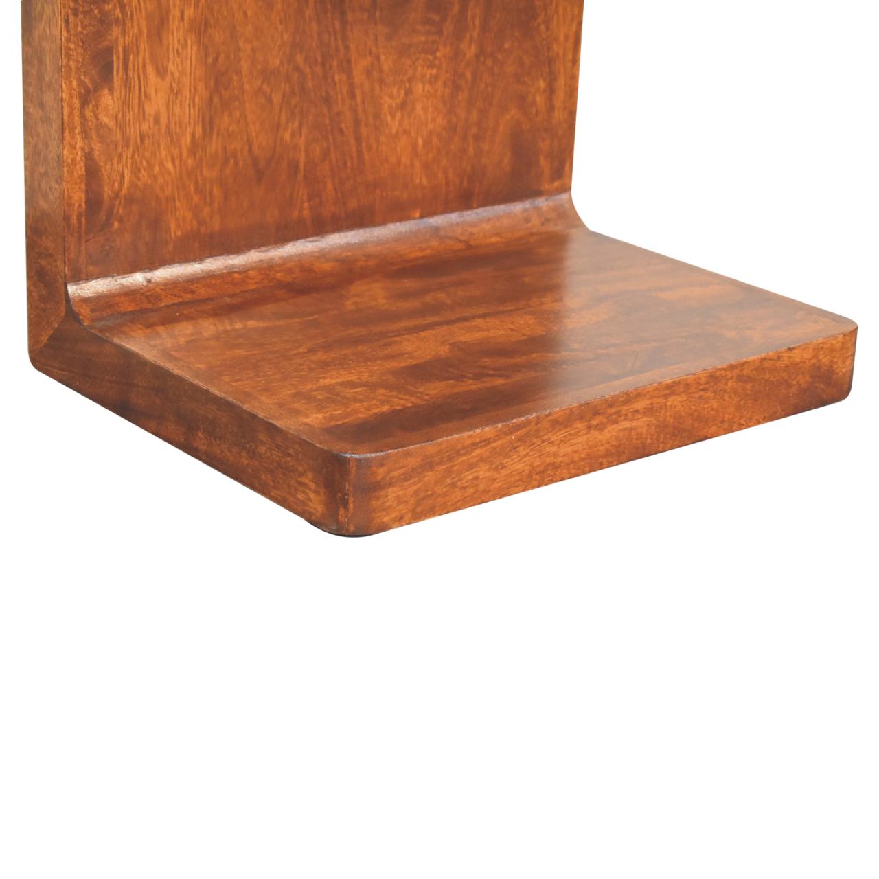 Chestnut Rounded Bedside Table - Solid Mango Wood with T-Bar Handle