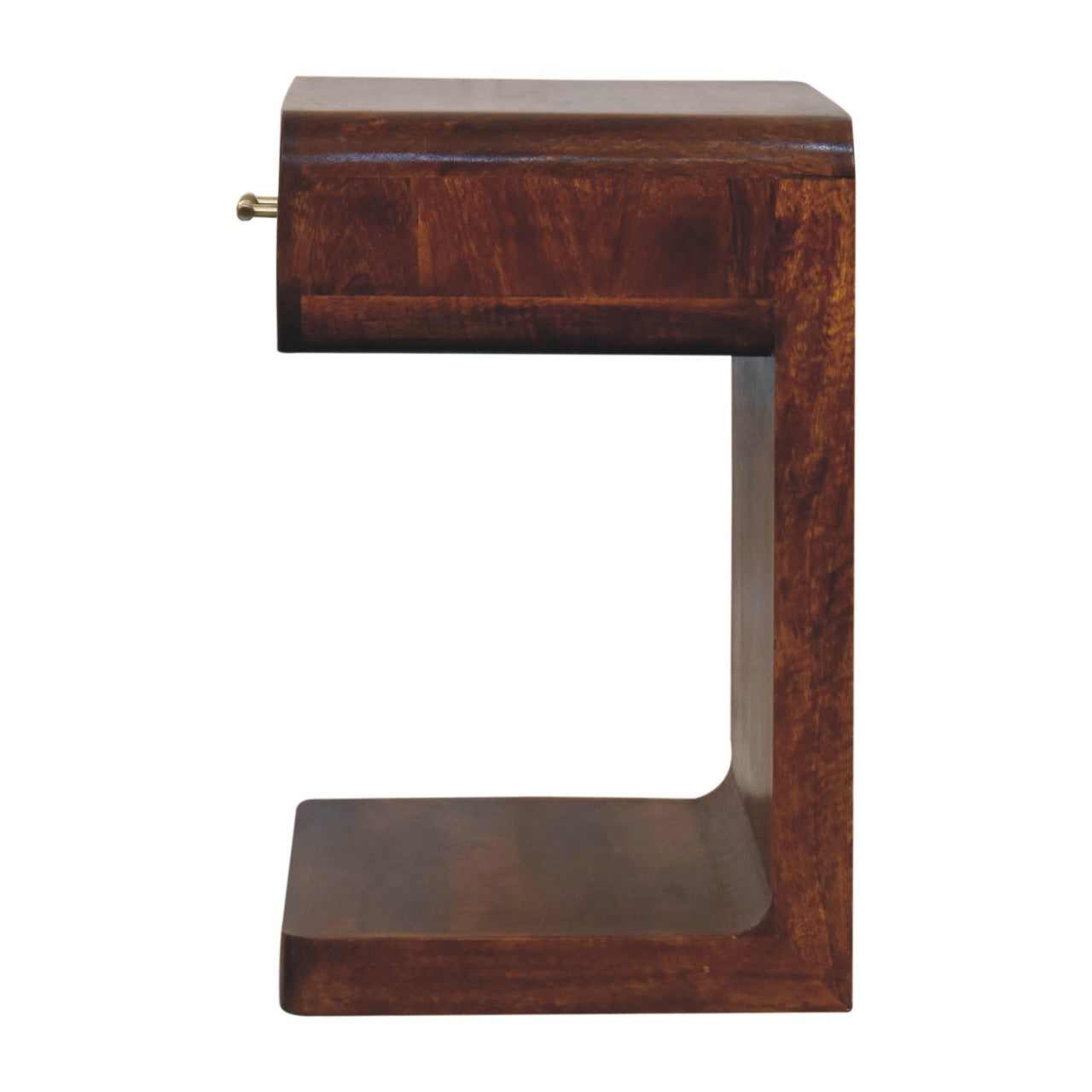 Chestnut Rounded Bedside Table - Solid Mango Wood with T-Bar Handle