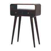Mini California Walnut Curved Console Table - 2 Drawers