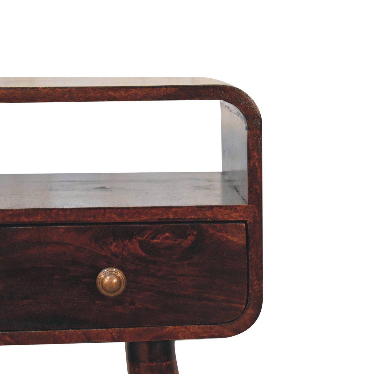 Mini California Walnut Curved Console Table - 2 Drawers