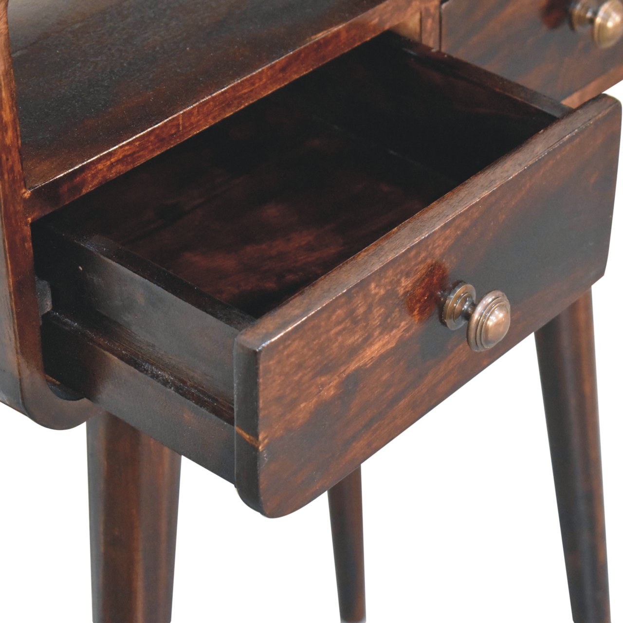 Mini California Walnut Curved Console Table - 2 Drawers