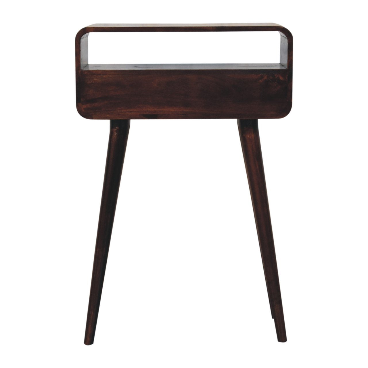 Mini California Walnut Curved Console Table - 2 Drawers