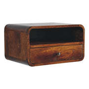 Large Chestnut Floating Bedside Table with Drawer - Mango Wood