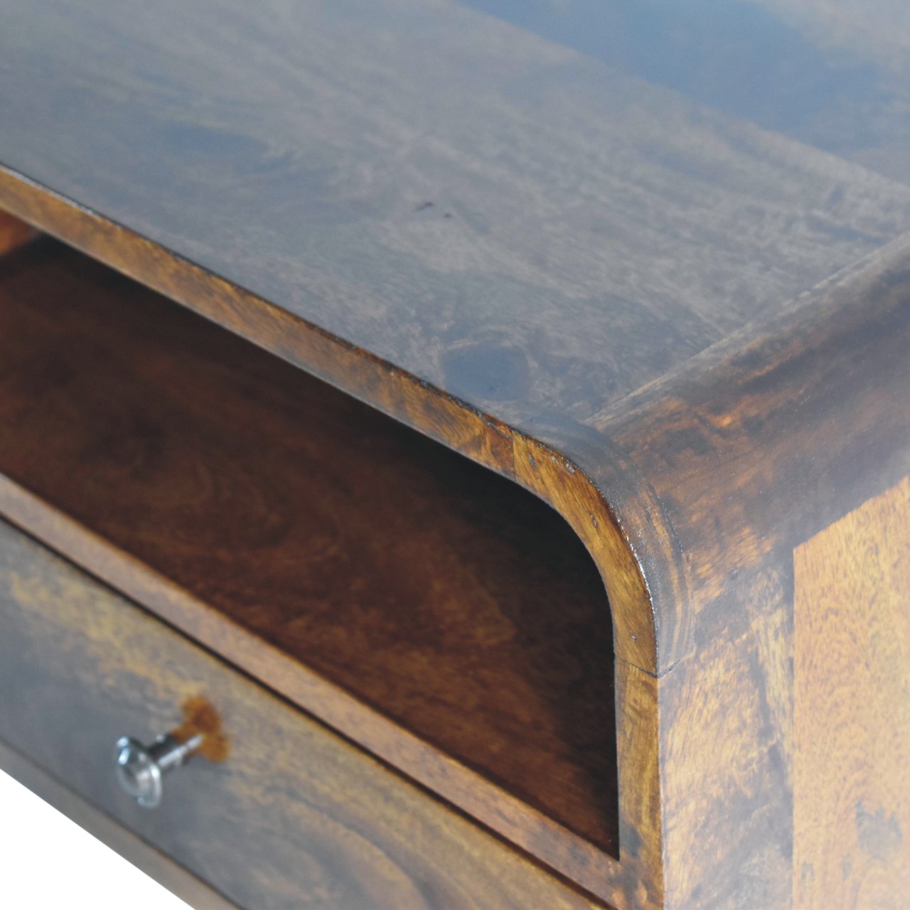 Large Chestnut Floating Bedside Table with Drawer - Mango Wood