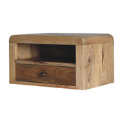 Solid Mango Wood Floating Bedside Table - Oak-ish Finish