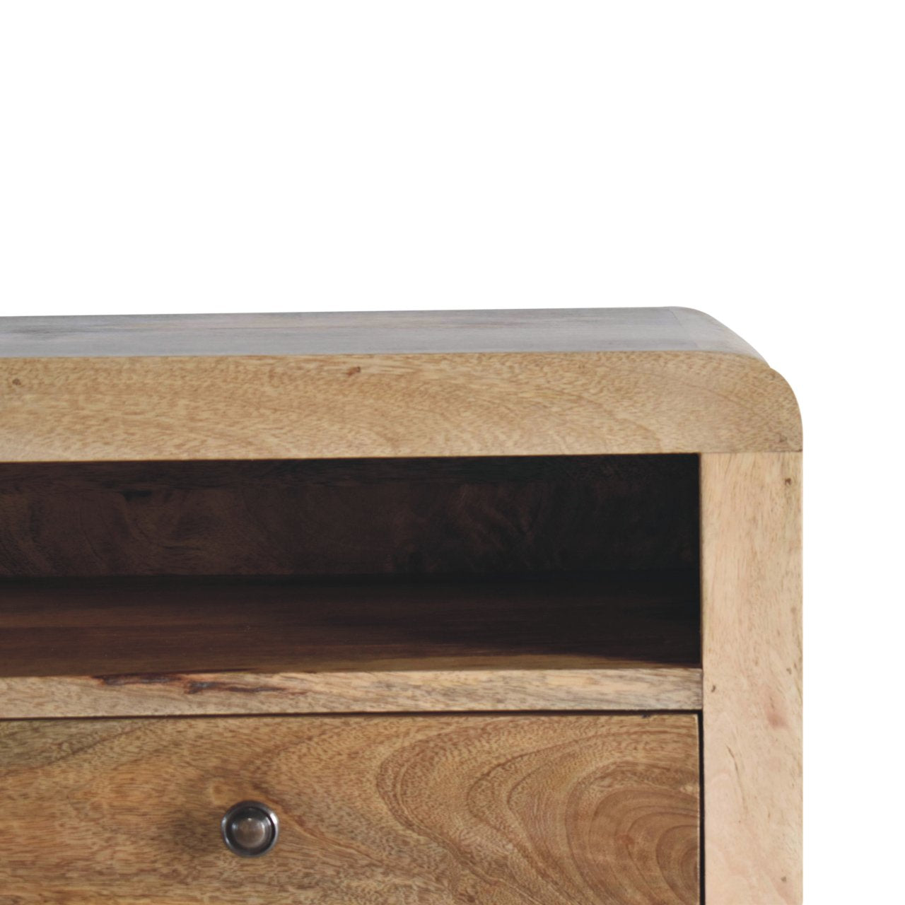 Solid Mango Wood Floating Bedside Table - Oak-ish Finish