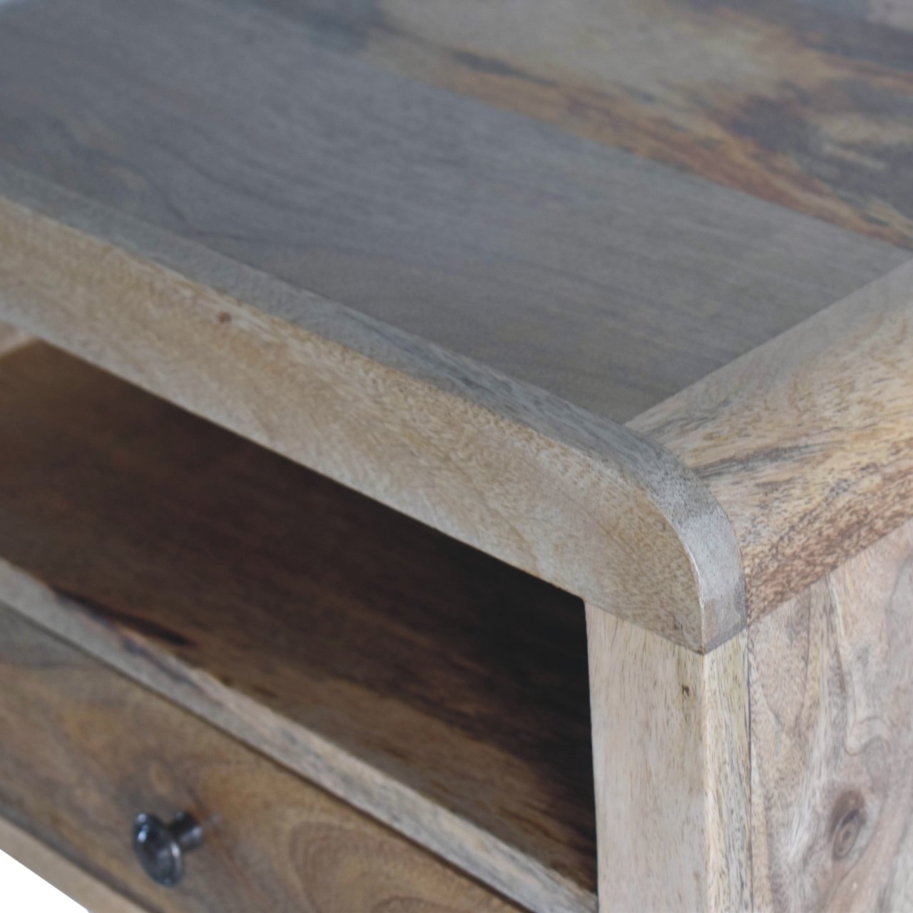 Solid Mango Wood Floating Bedside Table - Oak-ish Finish