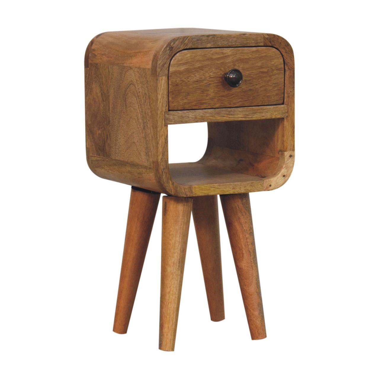 Extra Mini Oak-ish Curve Bedside Table - Solid Mango Wood