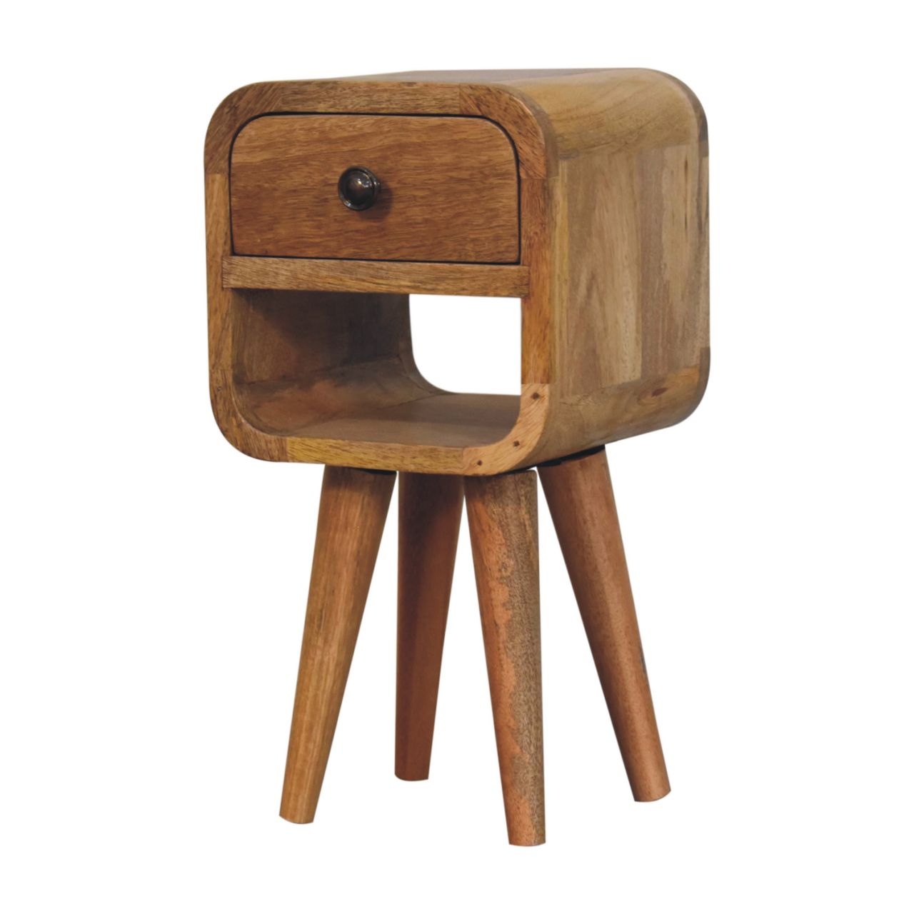 Extra Mini Oak-ish Curve Bedside Table - Solid Mango Wood
