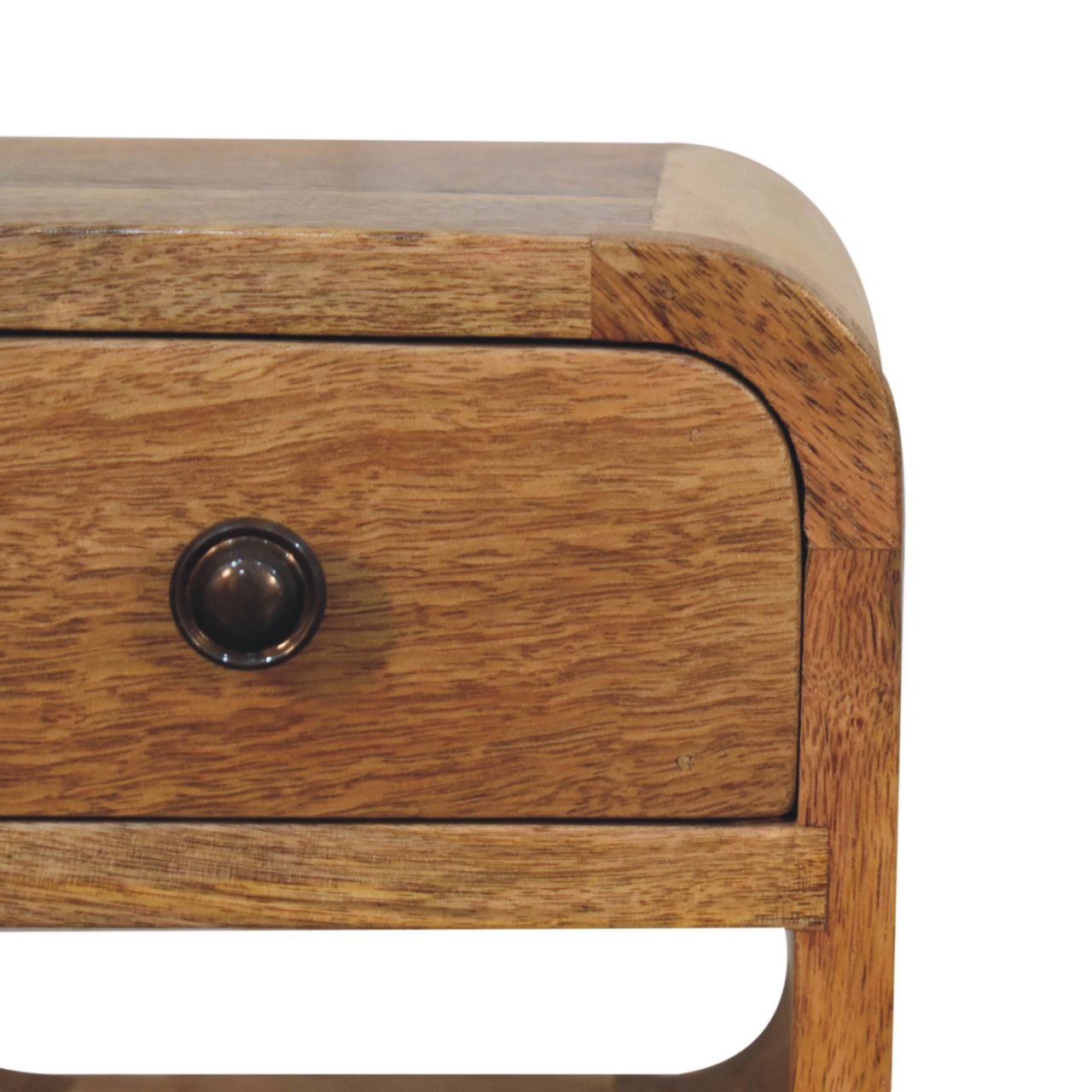 Extra Mini Oak-ish Curve Bedside Table - Solid Mango Wood
