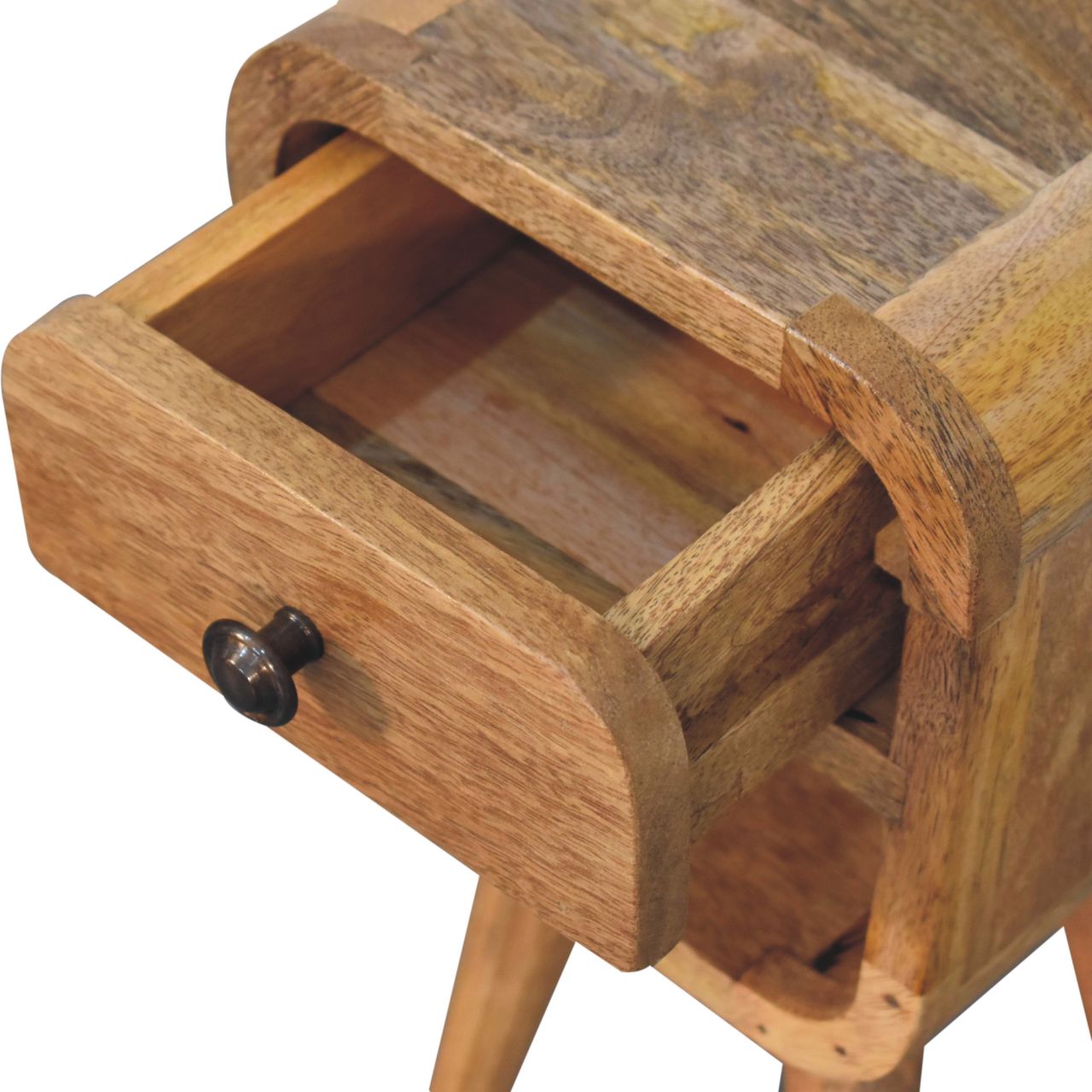 Extra Mini Oak-ish Curve Bedside Table - Solid Mango Wood