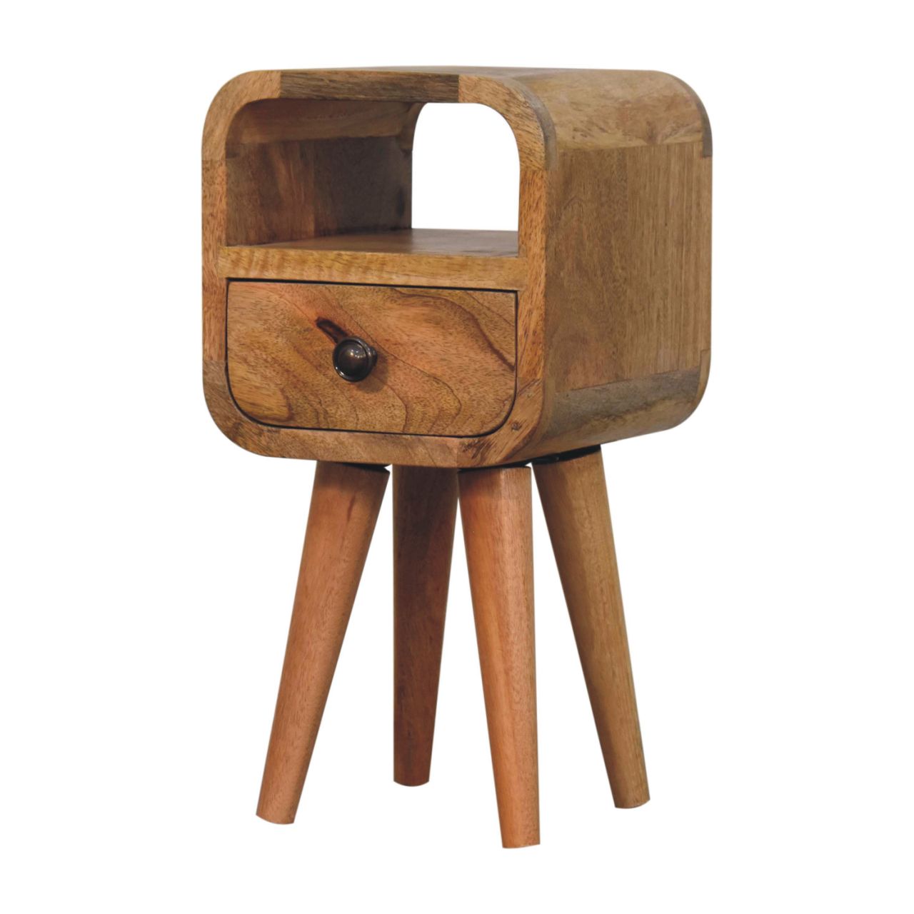 Extra Mini Oakish Curve Bedside Table - Solid Mango Wood