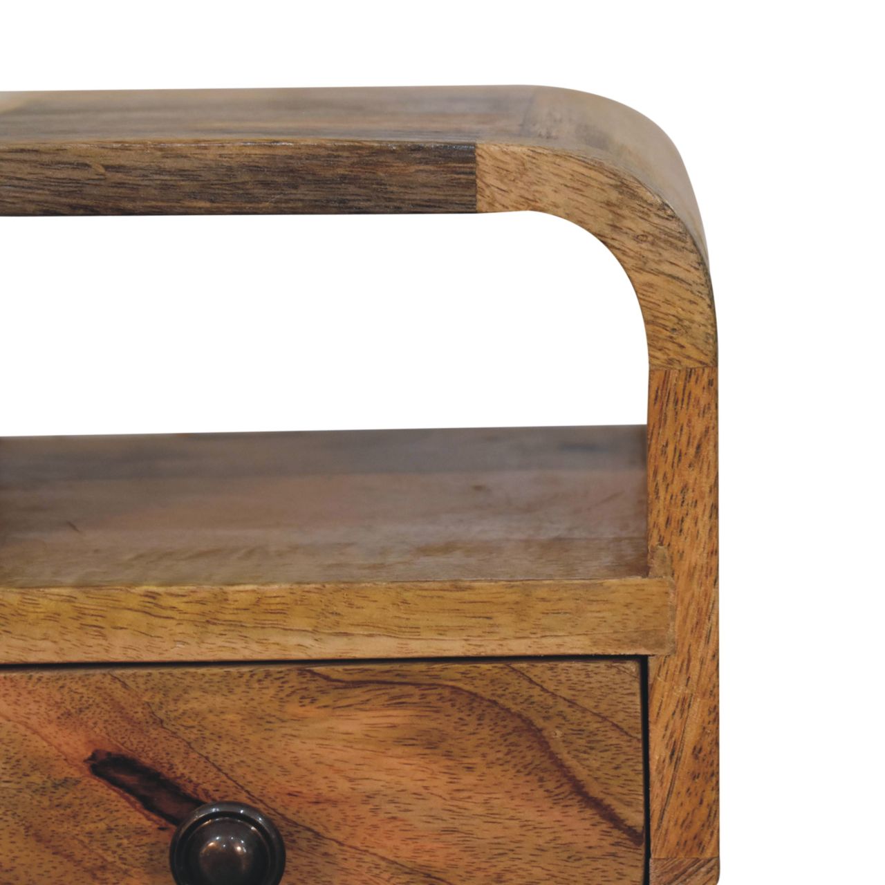Extra Mini Oakish Curve Bedside Table - Solid Mango Wood