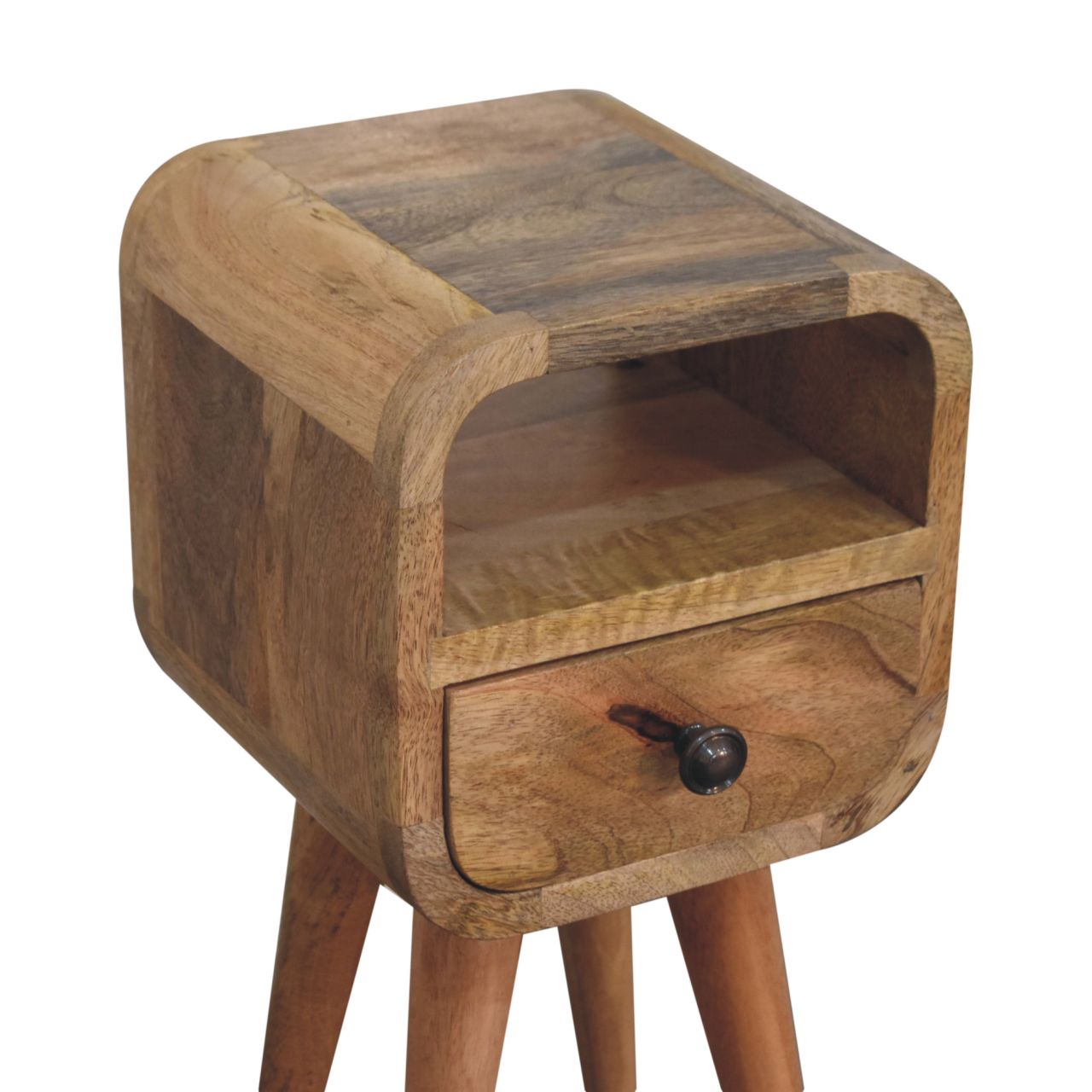 Extra Mini Oakish Curve Bedside Table - Solid Mango Wood