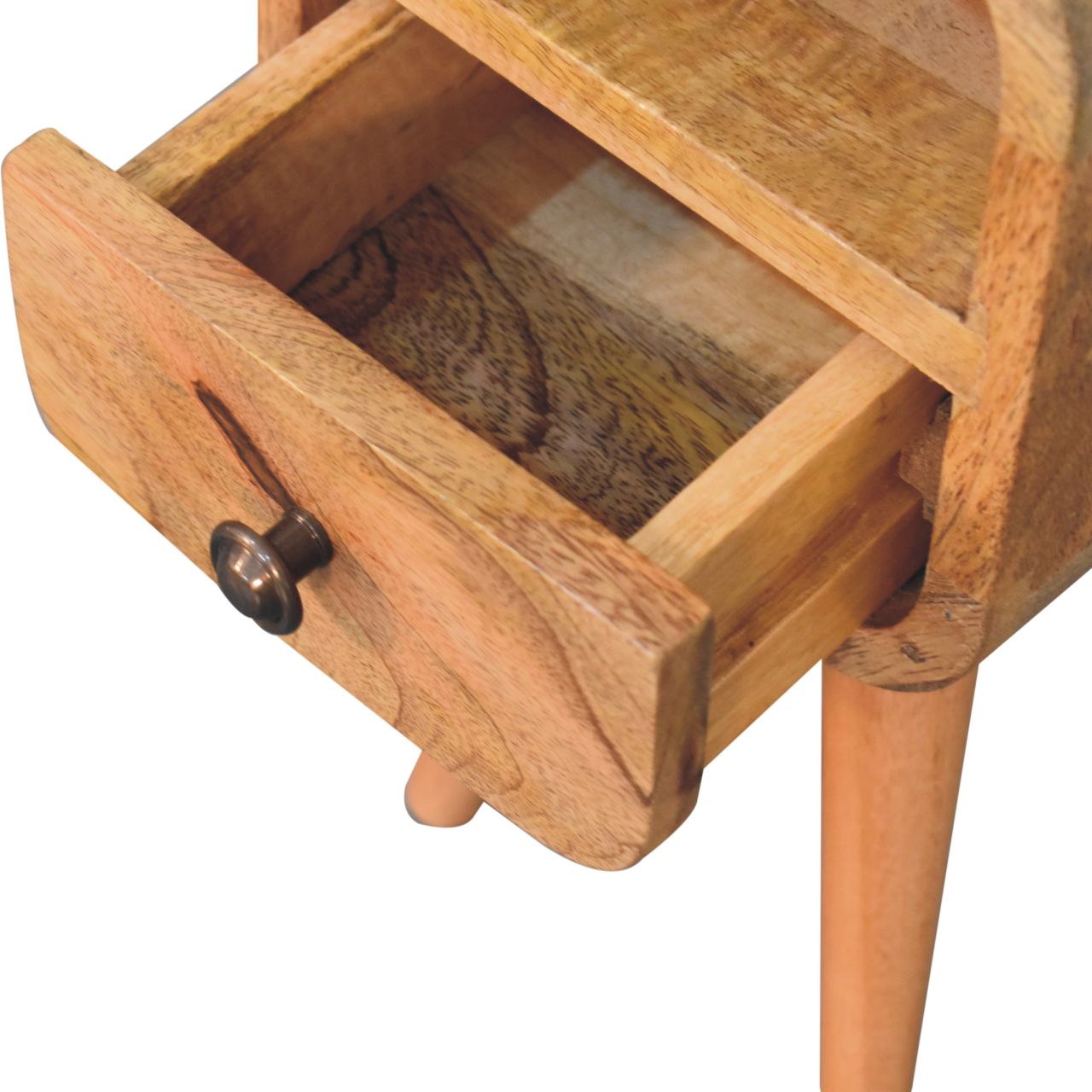 Extra Mini Oakish Curve Bedside Table - Solid Mango Wood