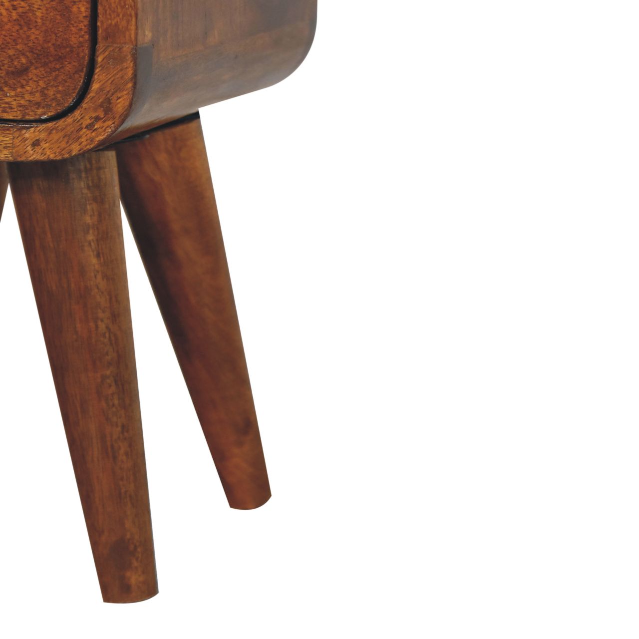 Extra Mini Chestnut Curved Bedside Table with Drawer - Mango Wood