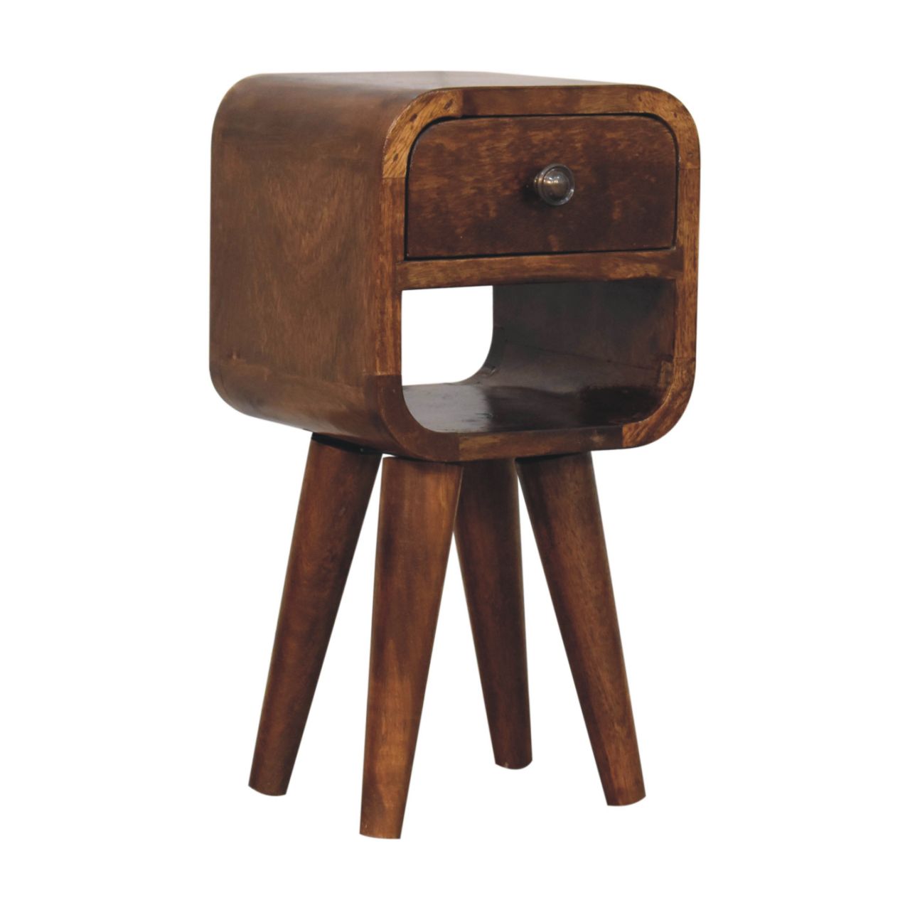 Chestnut Curve Mini Bedside Table - Solid Mango Wood