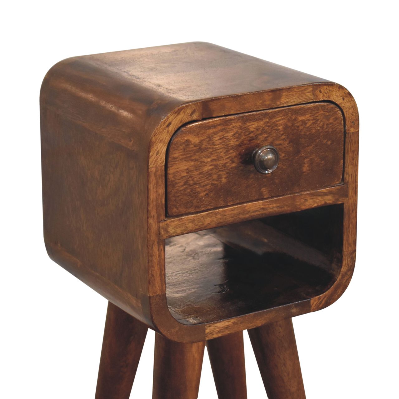 Chestnut Curve Mini Bedside Table - Solid Mango Wood