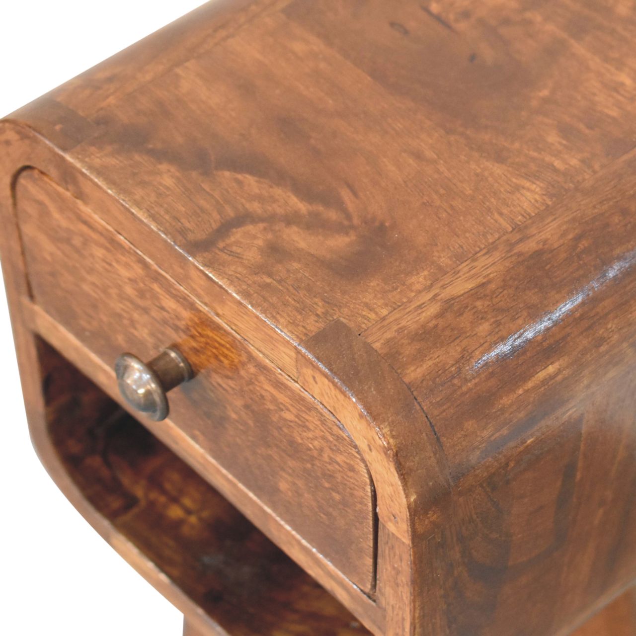 Chestnut Curve Mini Bedside Table - Solid Mango Wood