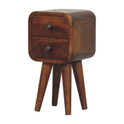 Extra Mini Curved Chestnut Bedside Table - Solid Mango Wood
