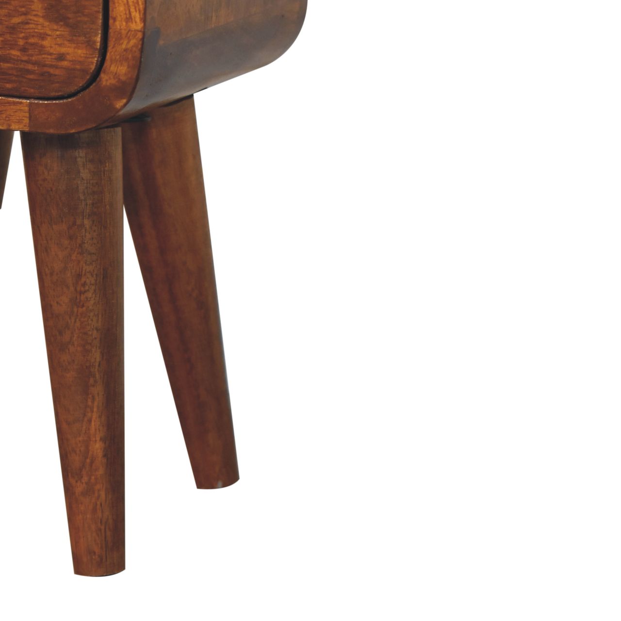 Extra Mini Curved Chestnut Bedside Table - Solid Mango Wood