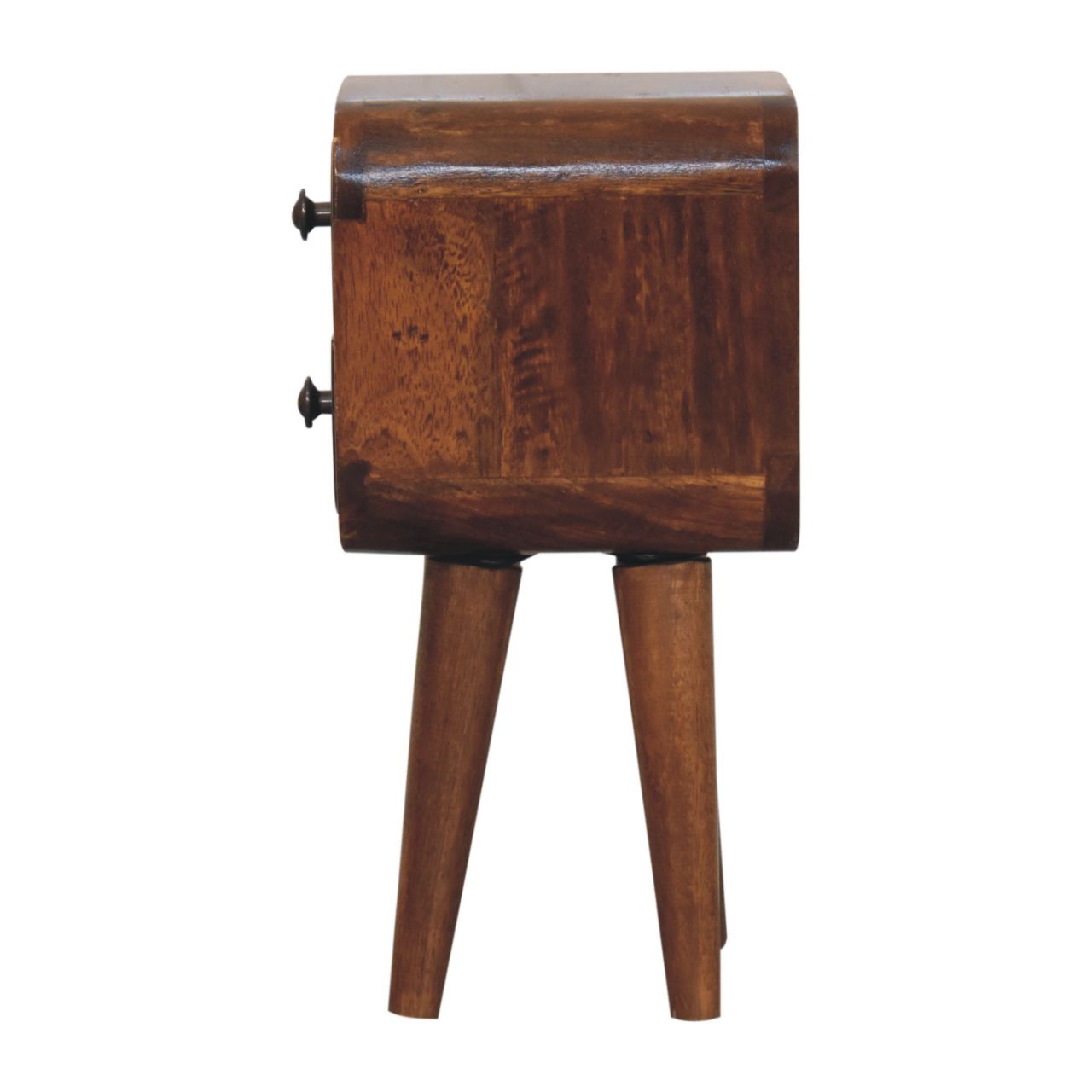 Extra Mini Curved Chestnut Bedside Table - Solid Mango Wood
