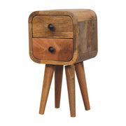 Extra Mini Curved Bedside Table - Oak-ish Solid Mango Wood