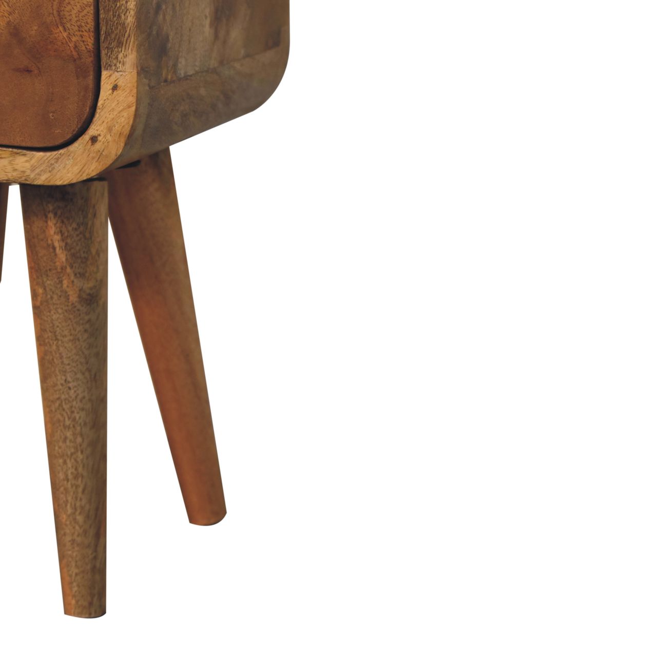 Extra Mini Curved Bedside Table - Oak-ish Solid Mango Wood