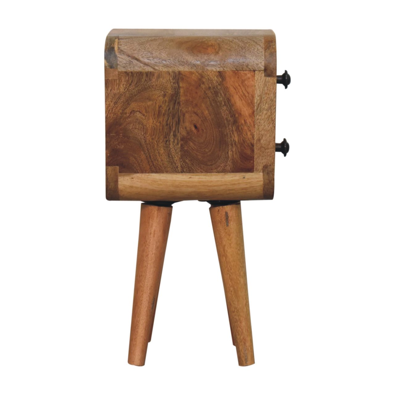 Extra Mini Curved Bedside Table - Oak-ish Solid Mango Wood