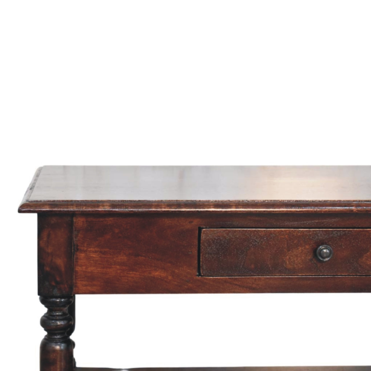 Solid Mango Wood Console Table with Turned Legs - Cherry Finish