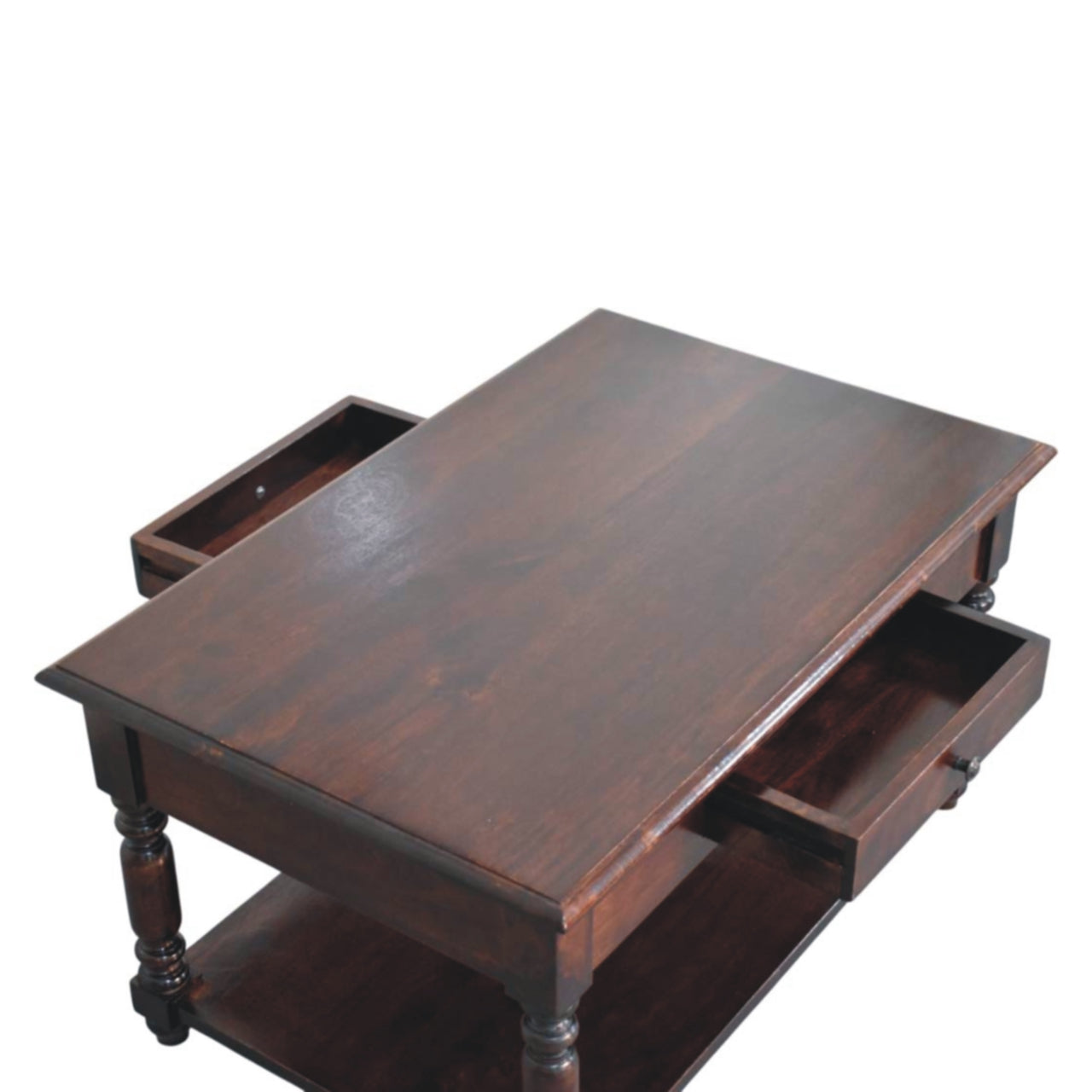 Solid Mango Wood Console Table with Turned Legs - Cherry Finish