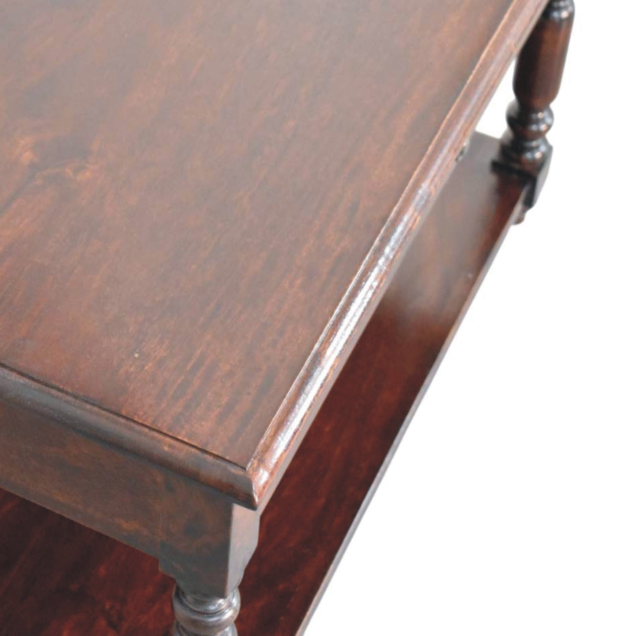 Solid Mango Wood Console Table with Turned Legs - Cherry Finish