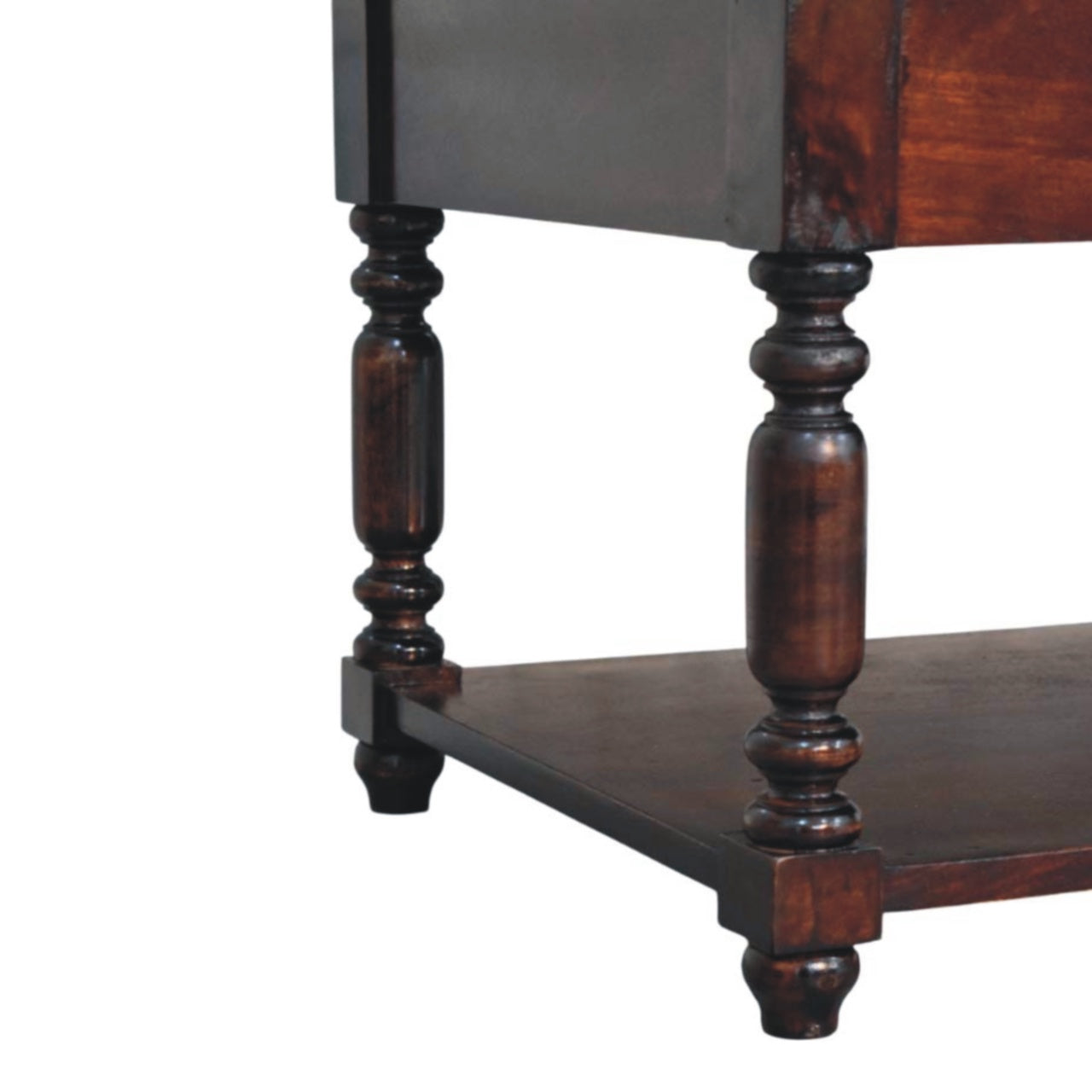 Solid Mango Wood Console Table with Turned Legs - Cherry Finish