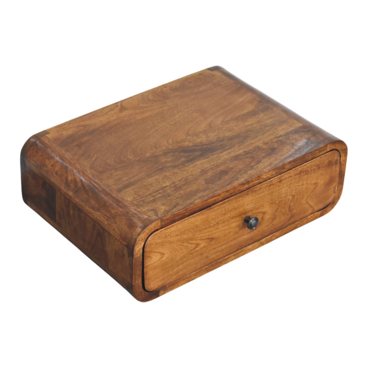 Avora Wall-Mounted Nightstand - Chestnut Solid Mango Wood