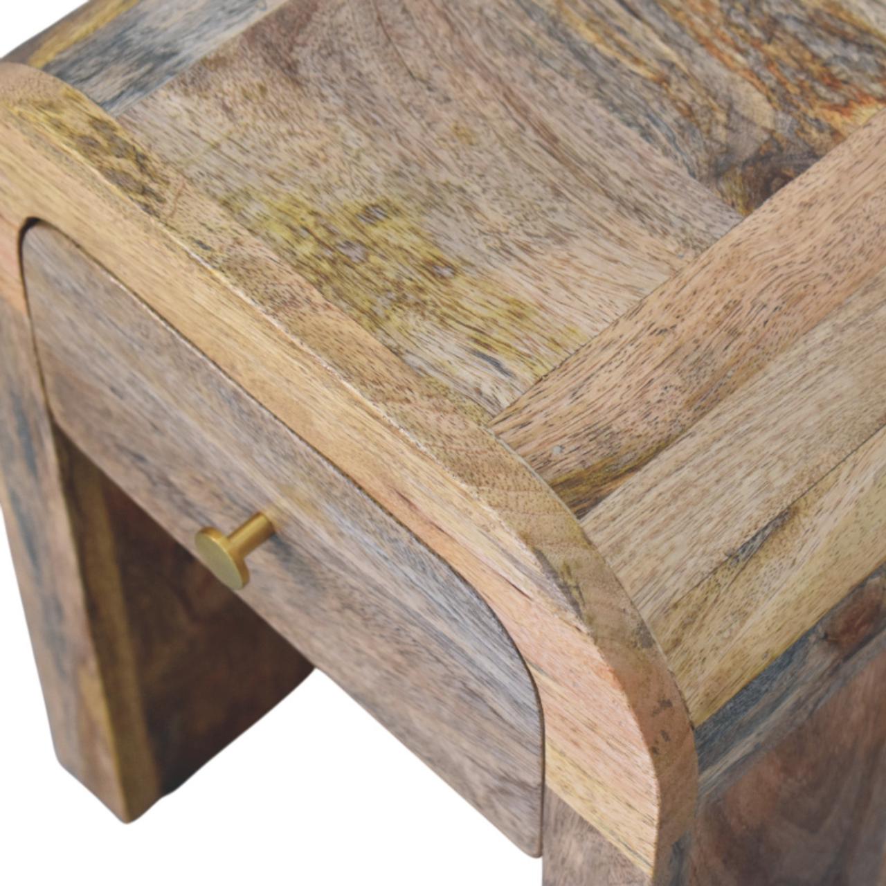 Mini Darcy Nightstand - Solid Mango Wood Oak Finish 1 Drawer
