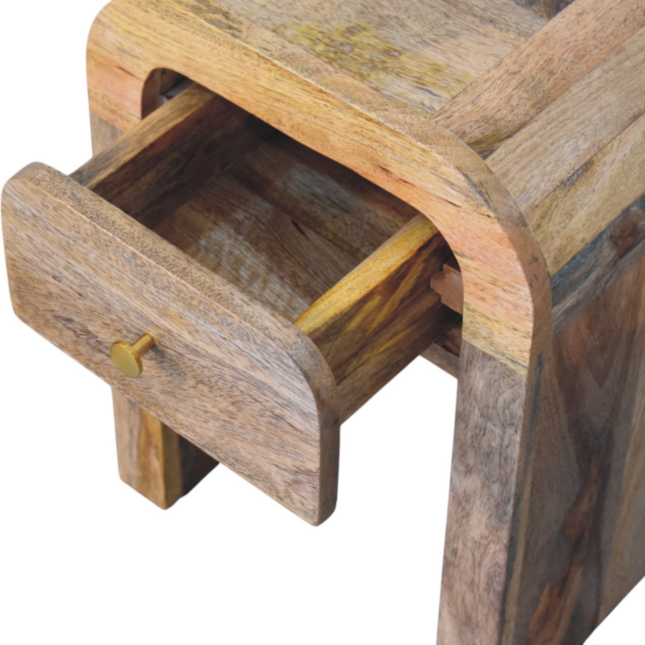Mini Darcy Nightstand - Solid Mango Wood Oak Finish 1 Drawer