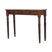 Solid Mango Wood 3 Drawer Console Table - Chestnut Finish