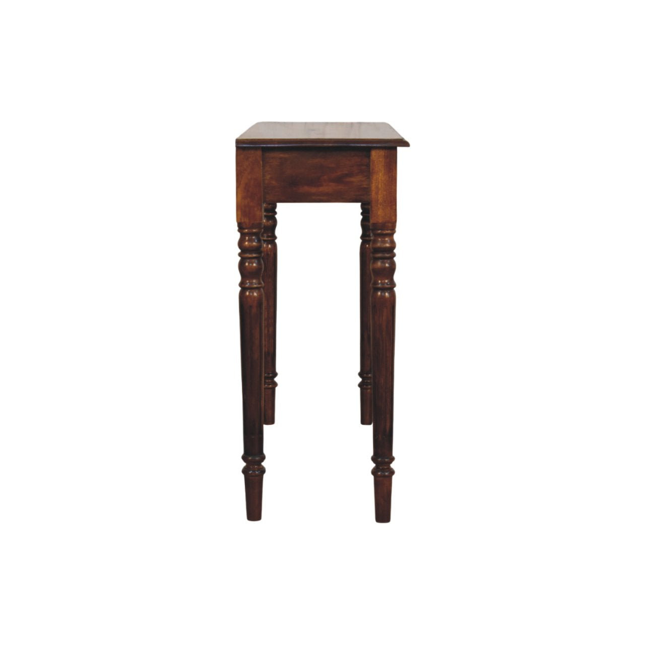 Solid Mango Wood 3 Drawer Console Table - Chestnut Finish