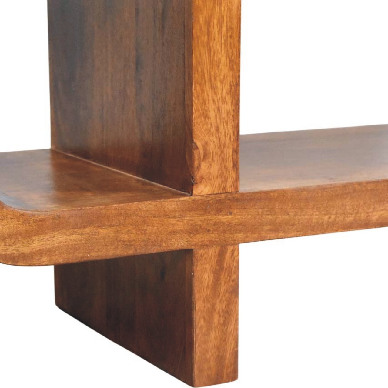 Orion Curved Media Unit - Chestnut 100% Solid Mango Wood