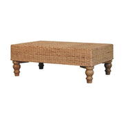 Regency Woven Coffee Table - Handcrafted Wood with Turned Legs