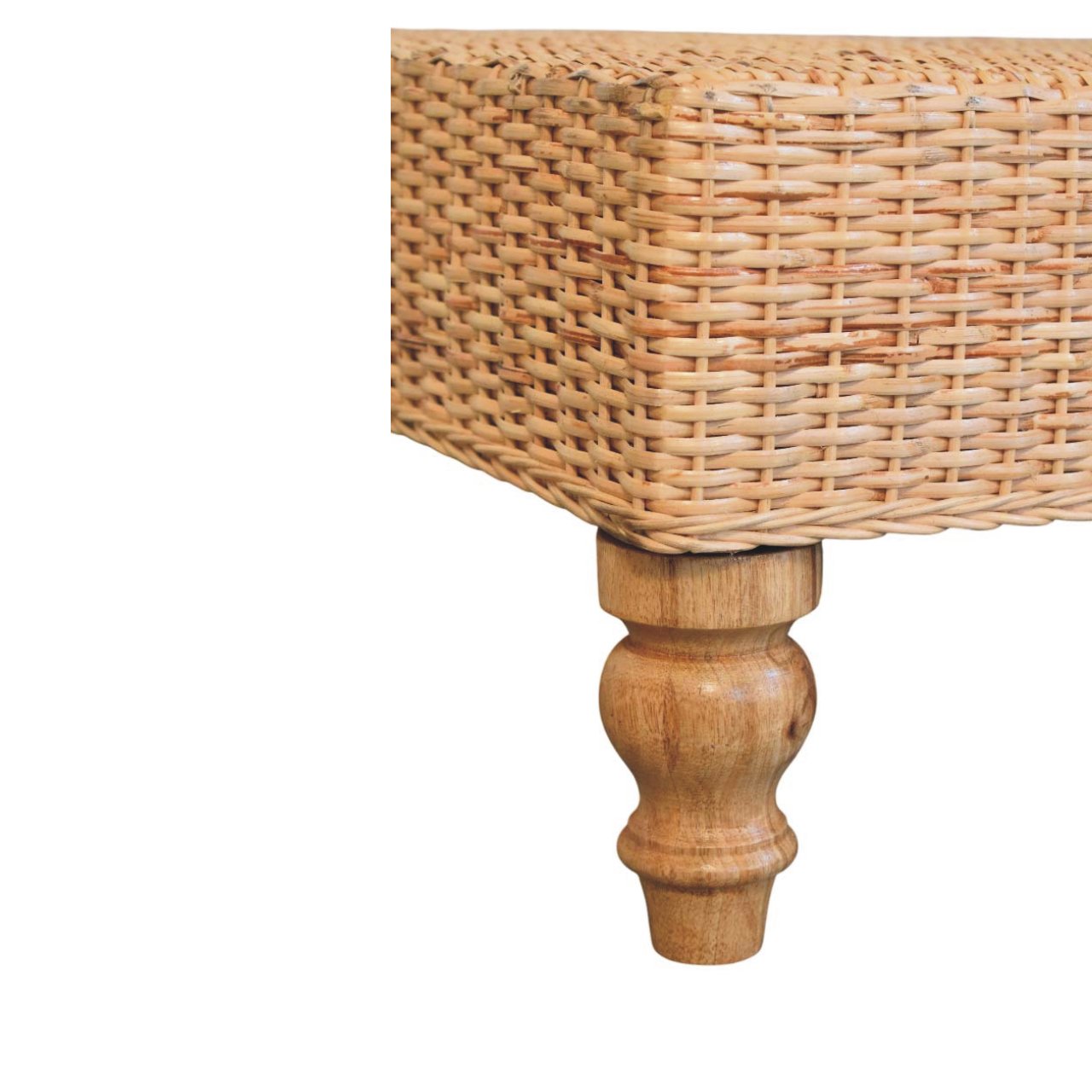 Regency Woven Coffee Table - Handcrafted Wood with Turned Legs