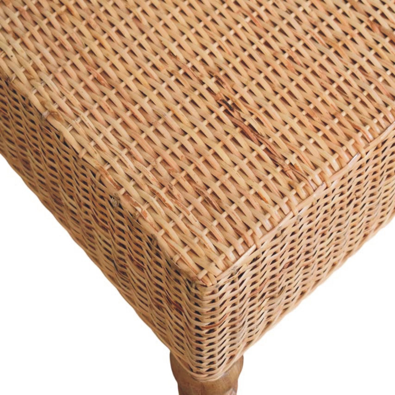 Regency Woven Coffee Table - Handcrafted Wood with Turned Legs
