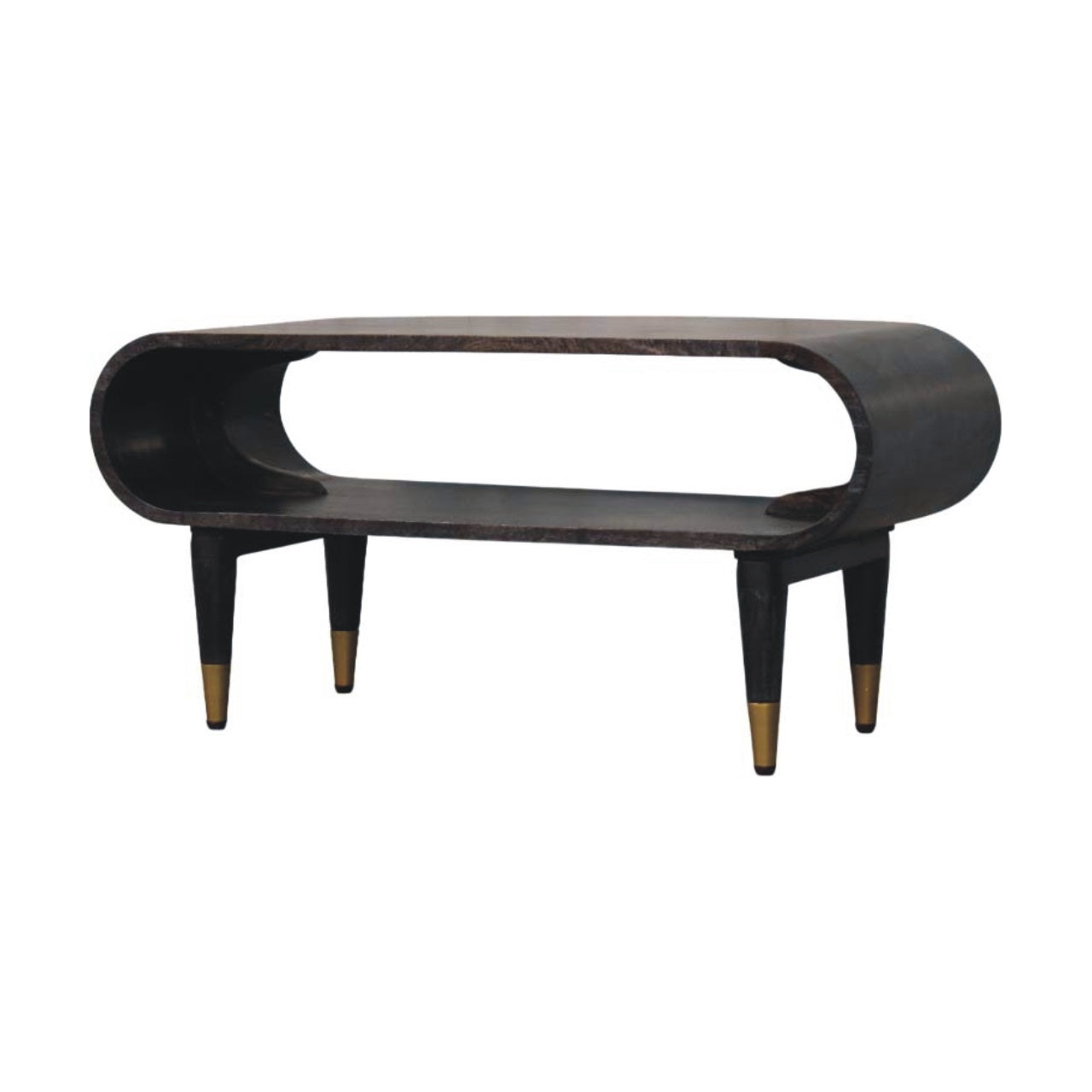 Velvet Mocha Media Unit - Carbon Ash Mango Wood with Brass Accents