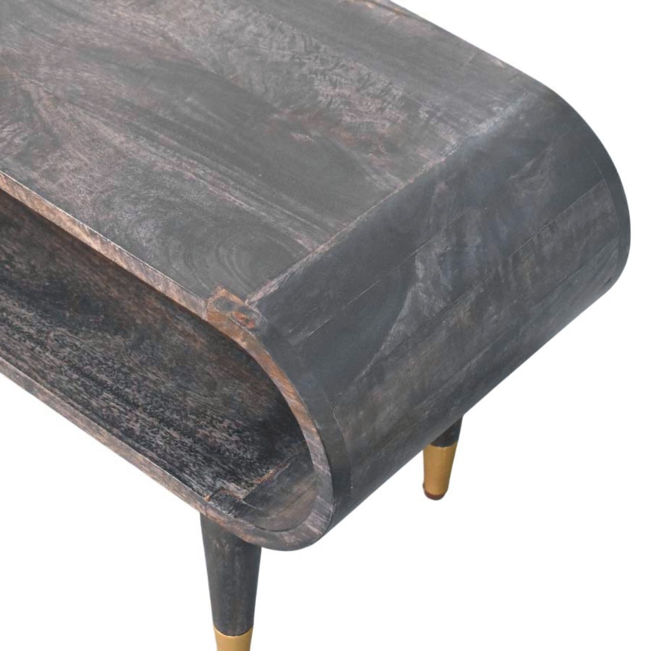 Velvet Mocha Media Unit - Carbon Ash Mango Wood with Brass Accents