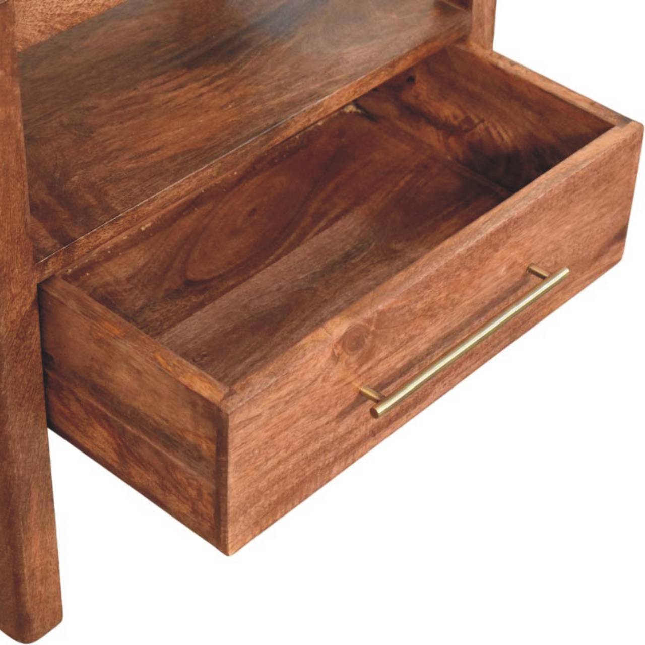 Saffron Rattan Nightstand - Mango Wood Honey Caramel Finish