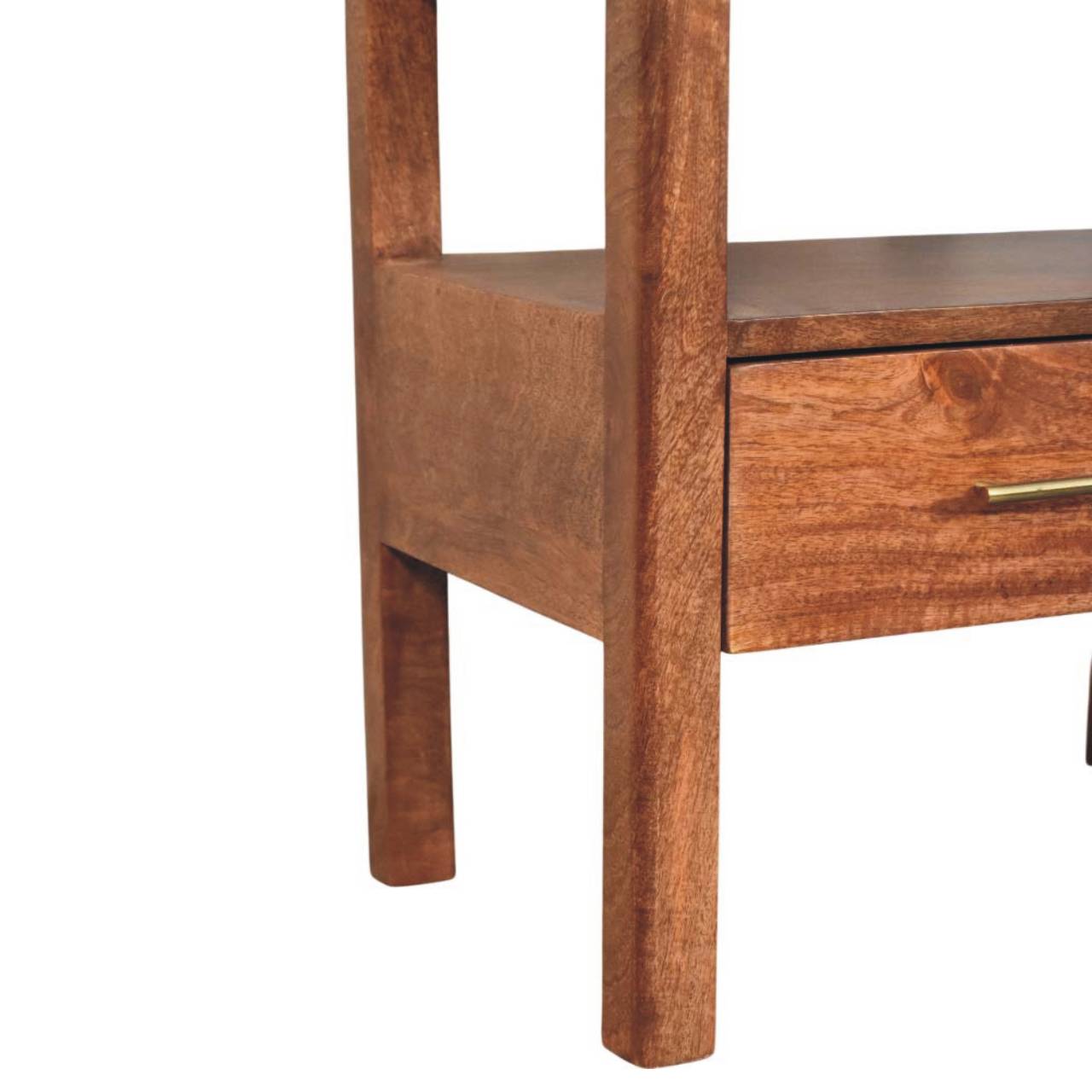 Saffron Rattan Nightstand - Mango Wood Honey Caramel Finish